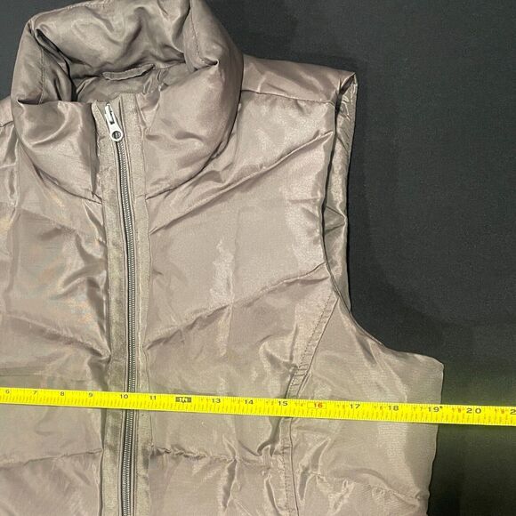 ~~ Lands End Down/Feathers Puffer Vest Sm Womens Zip Up Dark Brown Snap Pockets~ - Picture 7 of 16